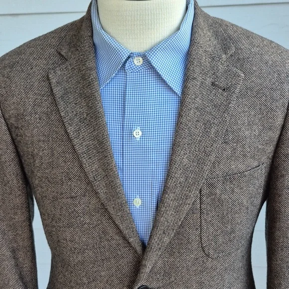 FRANK & OAK Laurier Fit Brown Weave TWEED Wool Blend Mens 38 S Sport Coat Blazer - Picture 6 of 11